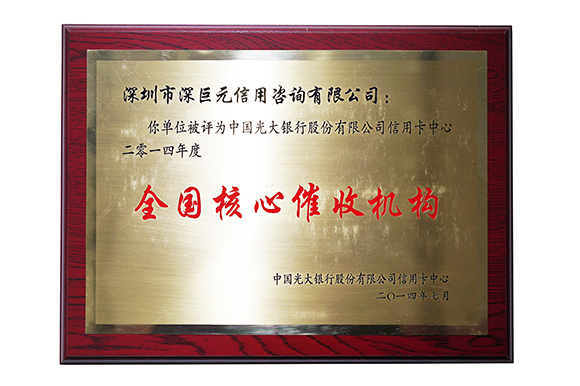广大银行&lsquo;全国核心催收机构&rsquo;